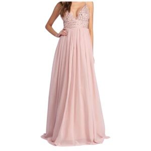 Pink Jewel Formal Beaded Chiffon Dress 4 prom bridesmaid homecoming quinceañera